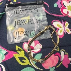 Gold Chain Bracelet with Gem Accents